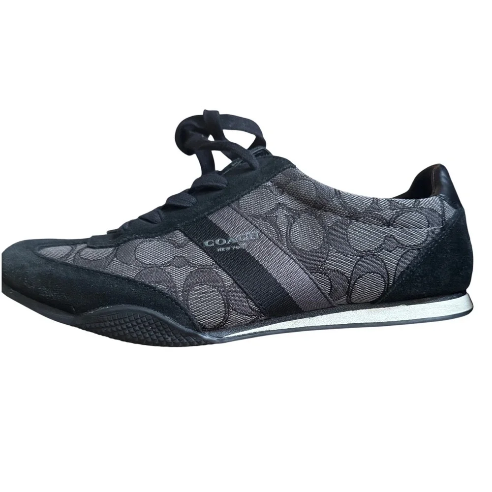 Coach Sneakers Woman Shoes Monogram‎ Black Gray Lace  Size 8.5